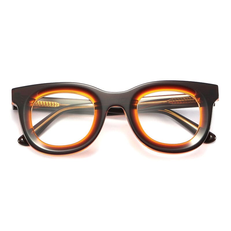 Alison Retro Acetate Glasses Frame Round Frames Southood Brown orange