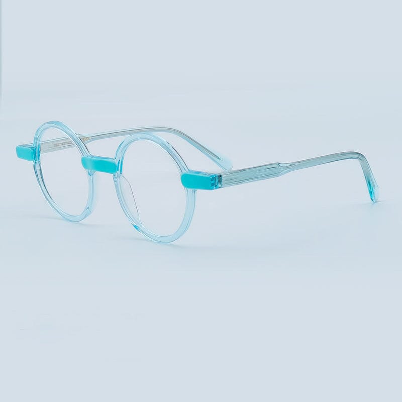 Arlo Retro Round Acetate Eyeglasses Frame Round Frames Southood Clear Blue