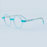 Arlo Retro Round Acetate Eyeglasses Frame Round Frames Southood Clear Blue