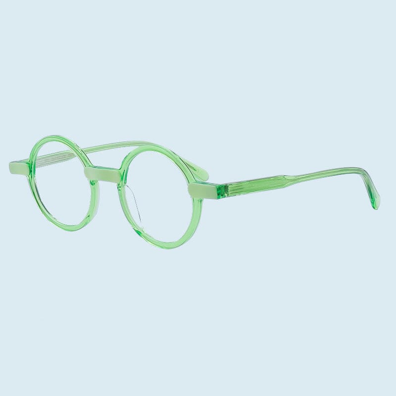 Arlo Retro Round Acetate Eyeglasses Frame Round Frames Southood Clear Green