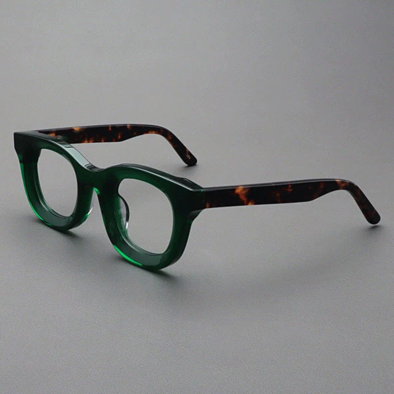Codi Retro Acetate Glasses Frame Round Frames Southood Green Leopard