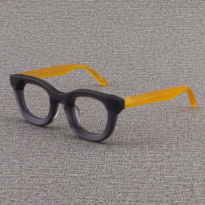 Codi Retro Acetate Glasses Frame Round Frames Southood Matte Grey Yellow