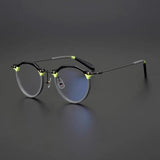 Cort Acetate Titanium Glasses Frame Round Frames Southood Black gray
