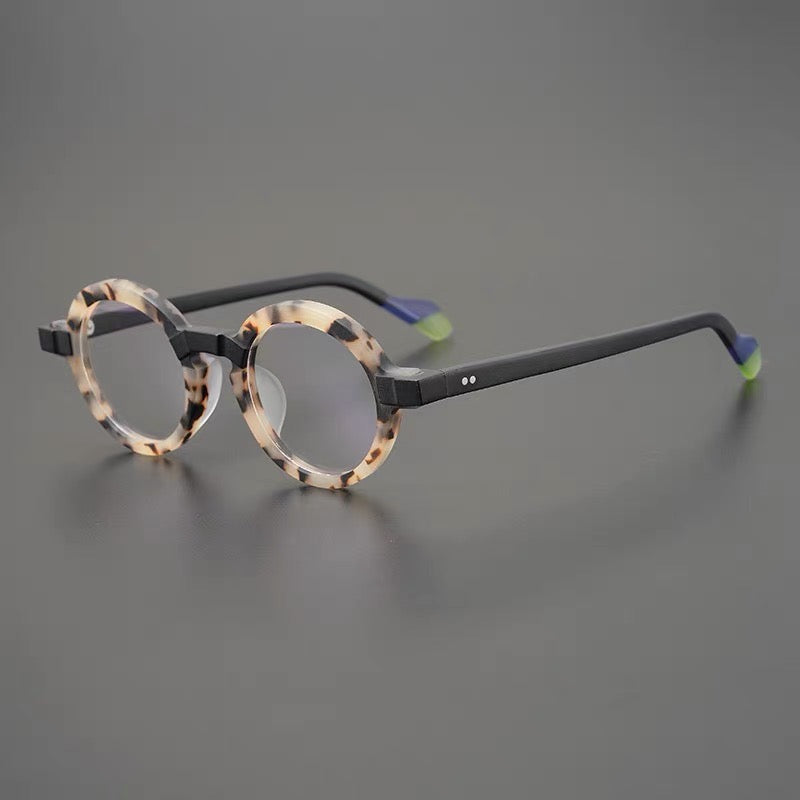 Dimash Round Acetate Optical Glasses Frame Round Frames Southood Matte gray leopard