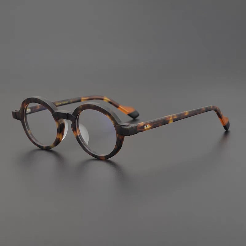 Dimash Round Acetate Optical Glasses Frame Round Frames Southood Matte yellow leopard
