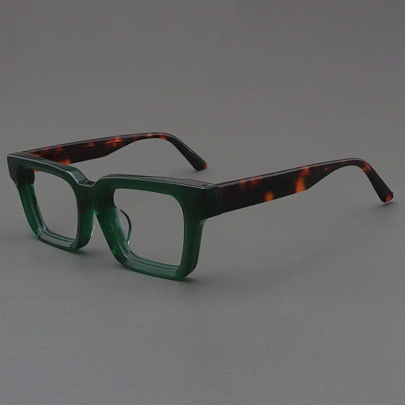 Dino Acetate Rectangle Glasses Frame Rectangle Frames Southood Green Leopard
