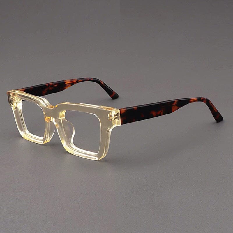 Dino Acetate Rectangle Glasses Frame Rectangle Frames Southood Yellow Leopard