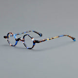 Jordi Small Round Acetate Glasses Frame Round Frames Southood Blue-leoard