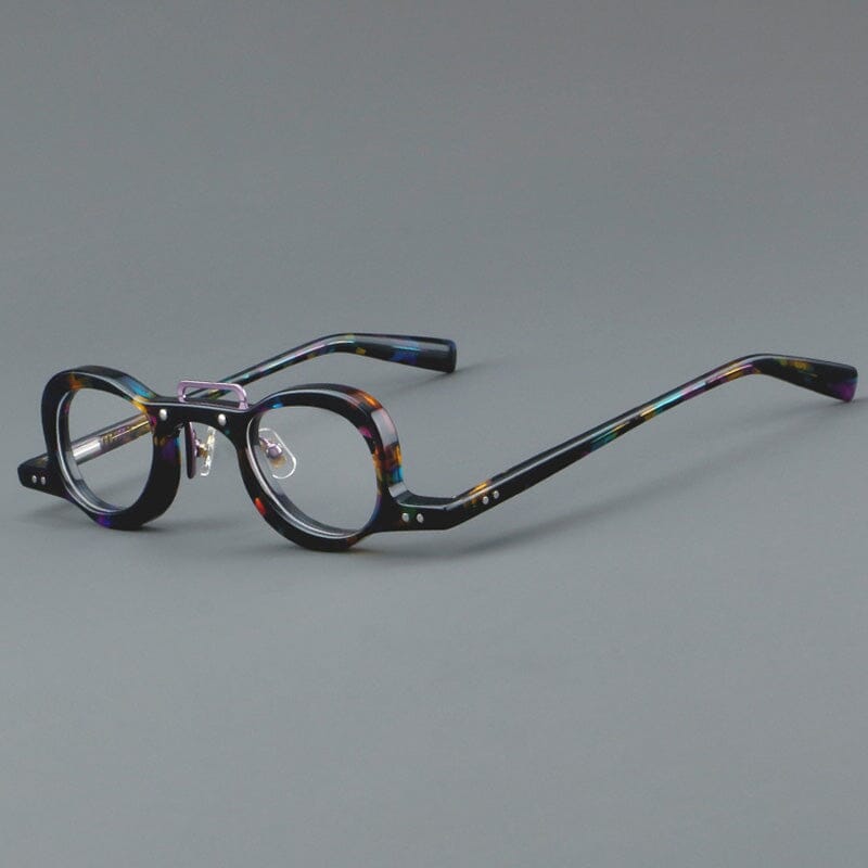 Lennon Personality Funny Small Acetate Glasses Frame Round Frames Southood Purple Leopard