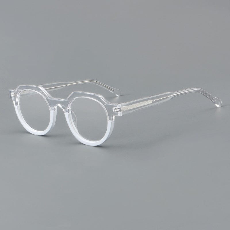 Luke Retro Acetate Optical Glasses Frame Round Frames Southood Clear-White