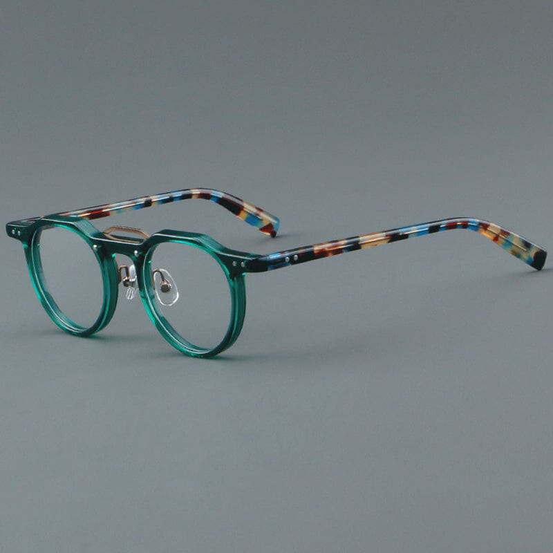 Ron Retro Round Acetate Glasses Frame Round Frames Southood Green leopard