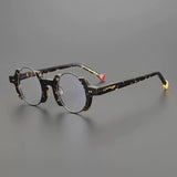 Sinjin Round Acetate Personalized Eyeglasses Frames Round Frames Southood Black leopard
