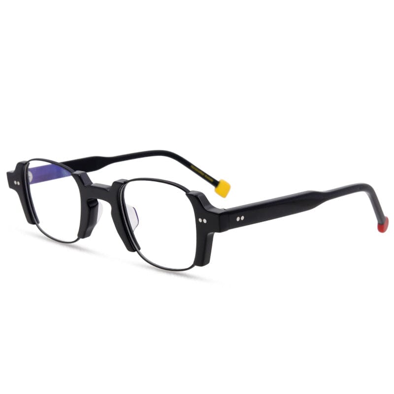 Sinjin Round Acetate Personalized Eyeglasses Frames Round Frames Southood Black Square