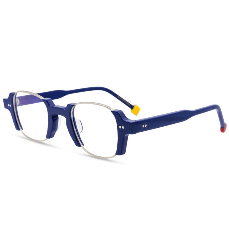 Sinjin Round Acetate Personalized Eyeglasses Frames Round Frames Southood Blue Square