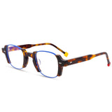 Sinjin Round Acetate Personalized Eyeglasses Frames Round Frames Southood Leopard blue Square