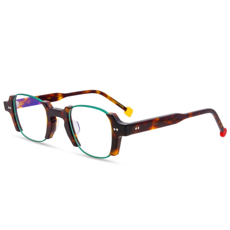 Sinjin Round Acetate Personalized Eyeglasses Frames Round Frames Southood Leopard green Square