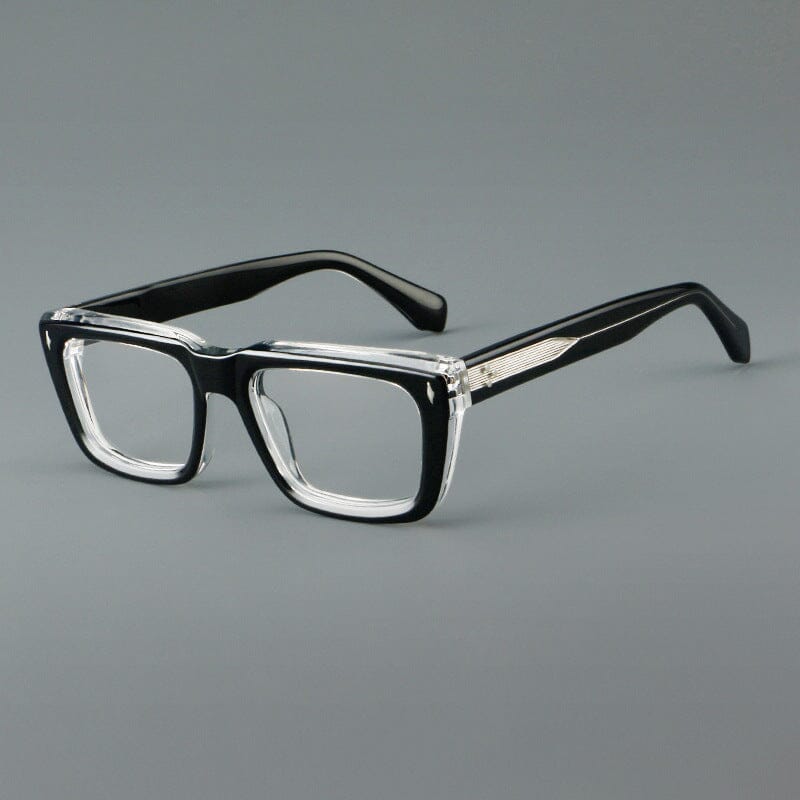 Sutton Retro Rectangle Acetate Glasses Frame Rectangle Frames Southood Black clear