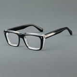 Sutton Retro Rectangle Acetate Glasses Frame Rectangle Frames Southood Black clear