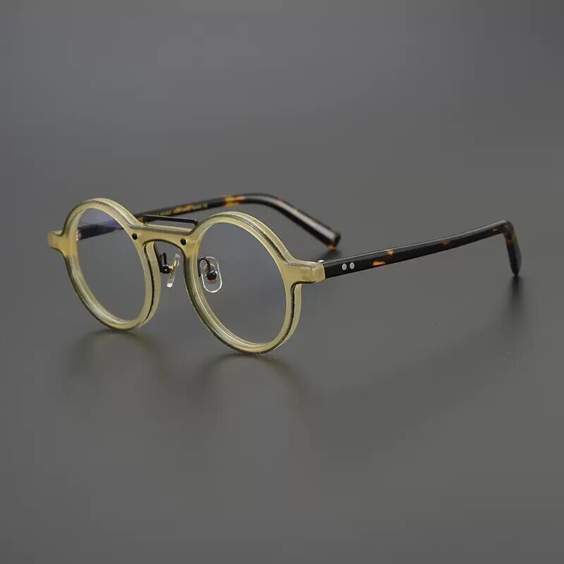 Van Vintage Round Acetate Optical Glasses Frame Round Frames Southood Yellow-black