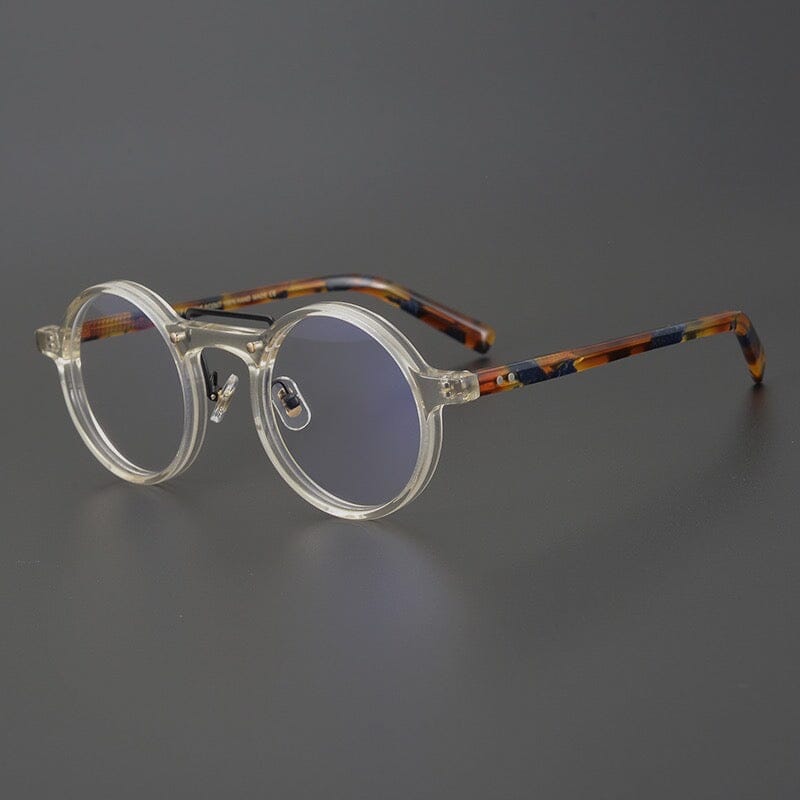 Van Vintage Round Acetate Optical Glasses Frame Round Frames Southood Yellow-leopard