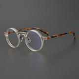 Van Vintage Round Acetate Optical Glasses Frame Round Frames Southood Yellow-leopard