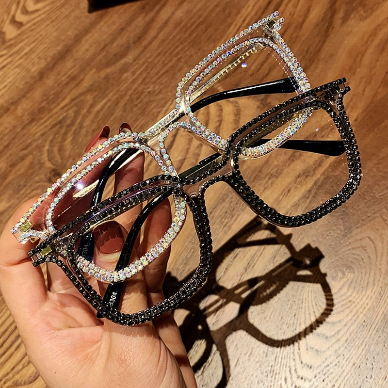 Women Rhinestone Blu-ray Glasses