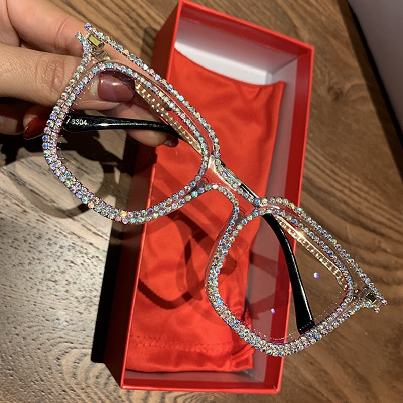 Women Rhinestone Blu-ray Glasses