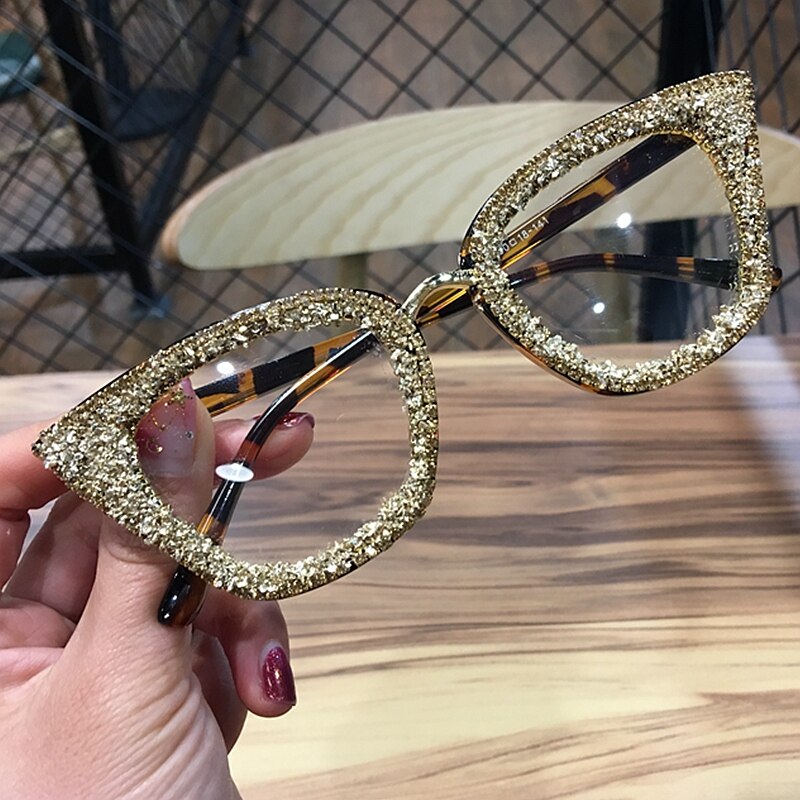 Olga Rhinestones Cat Eye Glasses Frame