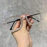 Wonen  Square Oversized Rhinestone Blue Light Eyeglasses