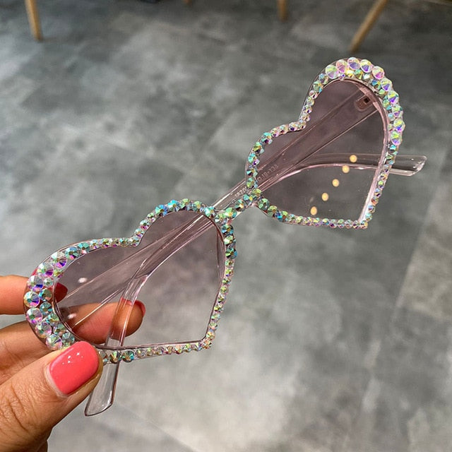 Eboni Rhinestone Heart Sunglasses