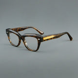 Wood Acetate Oval Retro Glasses Frame