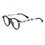 Opal Vintage Rhinesotne Cat Eye Glasses Frame