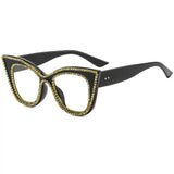 Jesicalin Vintage Rhinesotne Cat Eye Glasses Frame
