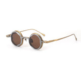 MO Round Titanium Glasses Frame With Magnetic Sunglasses Clips