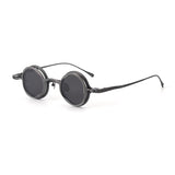 MO Round Titanium Glasses Frame With Magnetic Sunglasses Clips