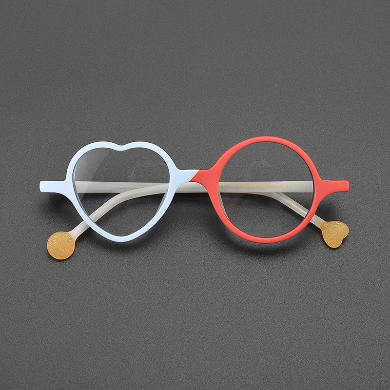 Heath Unique Heart Acetate Glasses Frame Matte Blue Red