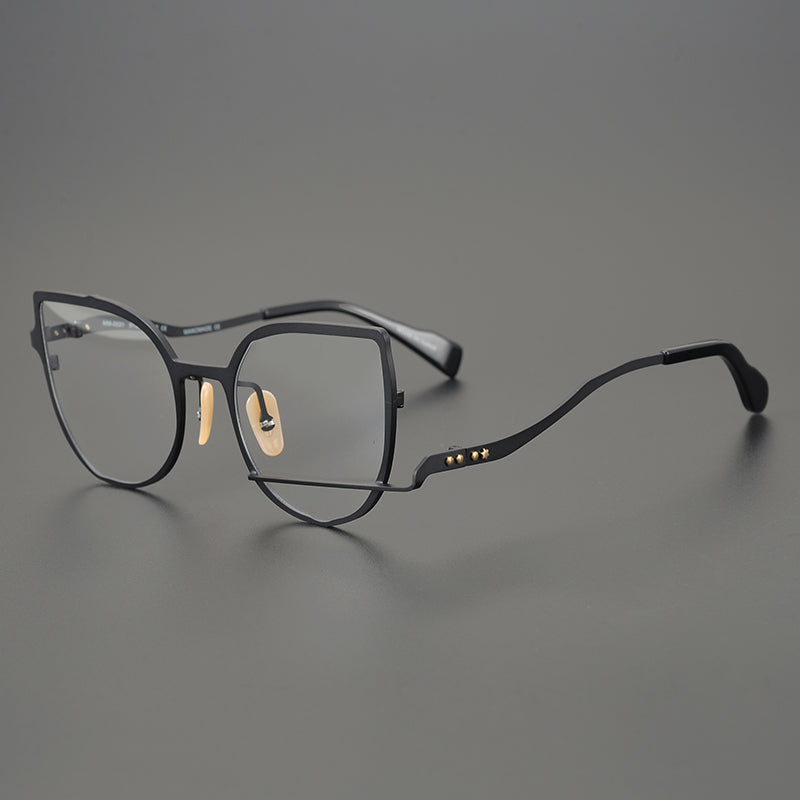 Liz Personality Cat Eye Metal Irregular Glasses Frame