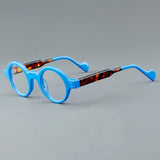 Colin Vintage Round Acetate Glasses Frame Round Frames Southood Blue Leopard 