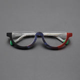 Cyd Retro Semi Circle Acetate Glasses Frame Oval Frames Southood Matte black red 