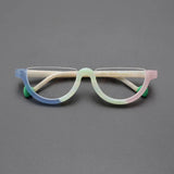 Cyd Retro Semi Circle Acetate Glasses Frame Oval Frames Southood Matte blue pink 