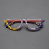 Cyd Retro Semi Circle Acetate Glasses Frame Oval Frames Southood Matte yellow purple 