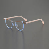 Daley Colorful Titanium Glasses Frame Round Frames Southood Brown Blue 