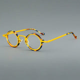 Denver Acetate Glasses Frame Round Frames Southood Leopard Yellow 