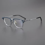Eboney Titanium Square Glasses Frame Rectangle Frames Southood Blue Silver 