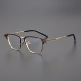 Eboney Titanium Square Glasses Frame Rectangle Frames Southood Coffee Gold 