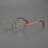 Eiko Niche Designer Titanium Glasses Frame Round Frames Southood Brown Red 