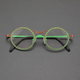 Faizah Niche Designer Titanium Glasses Frame Round Frames Southood Matte Green Red 