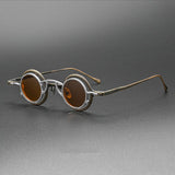 GO Round Titanium Glasses Frame With Magnetic Sunglasses Clips Round Frames Southood Bronze(Tea) 