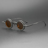 GO Round Titanium Glasses Frame With Magnetic Sunglasses Clips Round Frames Southood Gun(Tea) 