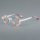 Jago Titanium Acetate Round Glasses Frame Round Frames Southood White Leopard 